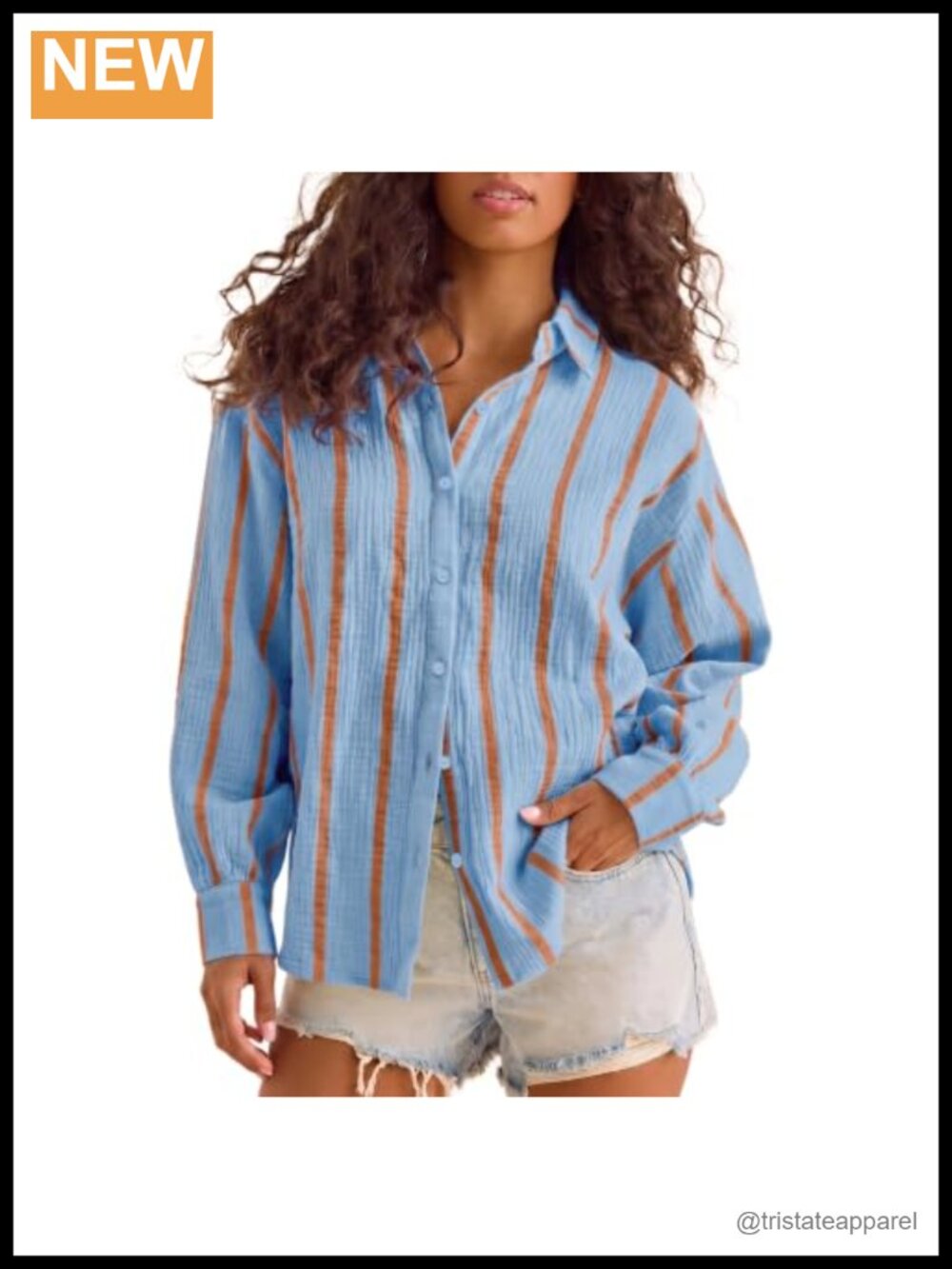 Women's Striped Button Down Gauze Shirt